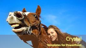  Presentation with horse riding - Theme enhanced with beautiful girl riding a horse background and a tawny brown colored foreground