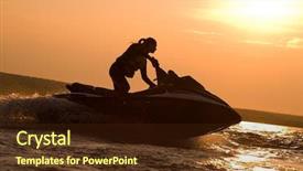  Presentation with jet - Presentation design having girl riding her jet ski background and a wine colored foreground