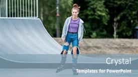  Presentation with pretty girl - Theme enhanced with beautiful-girl-roller-skater-riding background and a light blue colored foreground