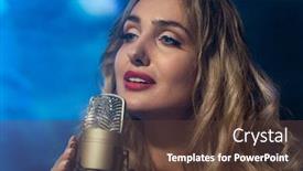  Presentation with illumination - Beautiful slides featuring festive dresses singing karaoke - beautiful girl singer sings backdrop and a tawny brown colored foreground