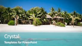  Presentation with white sand - Theme enhanced with beautiful girl swiming on white background and a teal colored foreground