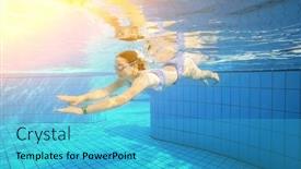  Presentation with under water - Slides consisting of beautiful-girl-swimming-under-water background and a teal colored foreground