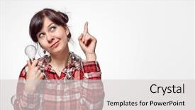  Presentation with thinking minds - Slide deck featuring beautiful girl thinking about genius background and a light gray colored foreground