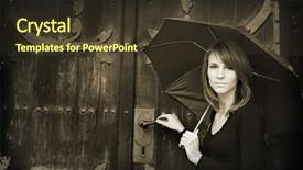  Presentation with plastic bag for umbrella - Presentation with beautiful girl under rad umbrella background and a  colored foreground