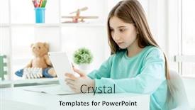  Presentation with distance learning - Theme with beautiful-girl-using-tablet background and a arctic colored foreground