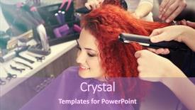  Presentation with hairdressing salon - Presentation theme having beautiful girl visit hairdressing salon background and a coral colored foreground