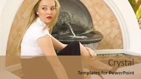  Presentation with waiting - Presentation theme featuring youth fountain - beautiful girl waiting background and a coral colored foreground