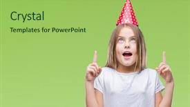  Presentation with birthday - Slides featuring beautiful girl wearing birthday cap background and a yellow colored foreground