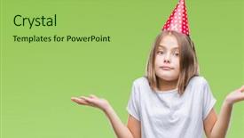  Presentation with birthday - Beautiful PPT theme featuring beautiful girl wearing birthday cap backdrop and a yellow colored foreground