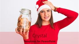  Presentation with christmas girl - Amazing slide set having beautiful girl wearing christmas santa hat holding jar of cookies over isolated white background stressed with hand on head shocked with shame and surprise face angry and frustrated fear and upset backdrop and a red colored foreground