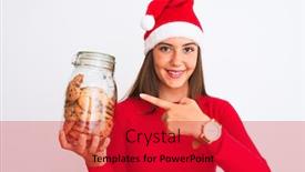  Presentation with christmas girl - Colorful presentation theme enhanced with beautiful-girl-wearing-christmas-santa backdrop and a red colored foreground