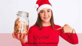  Presentation with girl christmas - PPT theme with beautiful-girl-wearing-christmas-santa background and a red colored foreground