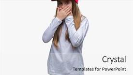  Presentation with girl in red dress - Amazing slide set having beautiful girl wearing red cap backdrop and a white colored foreground