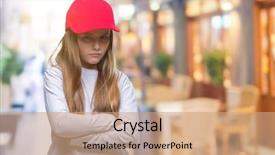  Presentation with girl in red dress - Slides having beautiful girl wearing red cap background and a coral colored foreground