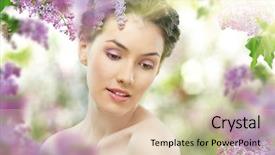  Presentation with lilac flower - PPT theme having beautiful girl with a flower background and a  colored foreground