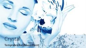  Presentation with lily flower - Presentation theme with beautiful girl with a lily flower background and a light blue colored foreground