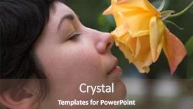  Presentation with rose yellow - Slides with beautiful girl with a yellow rose 2 background and a tawny brown colored foreground