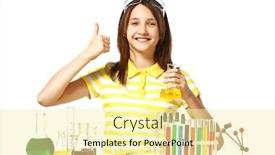  Presentation with flasks - Slides enhanced with beautiful-girl-with-chemical-flasks background and a blonde colored foreground