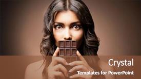 Presentation with chocolate - Presentation theme with beautiful girl with chocolate background and a tawny brown colored foreground