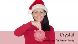  Presentation with save water concept saving - Presentation theme with beautiful girl with christmas hat background and a  colored foreground