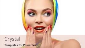  Presentation with manicure - Amazing presentation having beautiful-girl-with-colorful-makeup backdrop and a coral colored foreground