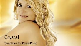  Presentation with golden - Cool new presentation theme with beautiful girl with golden hair backdrop and a  colored foreground