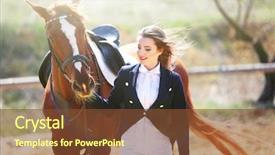  Presentation with horse - Audience pleasing slides consisting of beautiful girl with horse outdoors backdrop and a tawny brown colored foreground