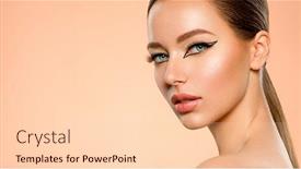  Presentation with makeup - Beautiful PPT theme featuring beautiful-girl-with-makeup backdrop and a lemonade colored foreground