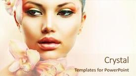  Presentation with beautiful orchid flowers - Audience pleasing slides consisting of beautiful girl with orchid flowers backdrop and a cream colored foreground