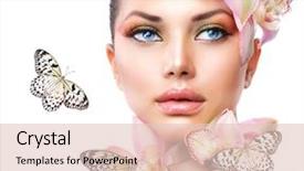  Presentation with orchid - Presentation theme having beautiful girl with orchid flowers background and a lemonade colored foreground