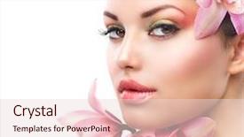  Presentation with beautiful orchid flowers - Beautiful presentation featuring beautiful girl with orchid flowers backdrop and a lemonade colored foreground