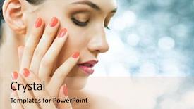  Presentation with nail art - Colorful presentation design enhanced with beautiful girl with red nails backdrop and a lemonade colored foreground