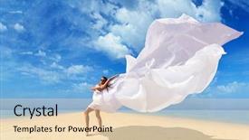  Presentation with batik fabric beautiful of art - PPT theme with beautiful girl with white fabric background and a  colored foreground