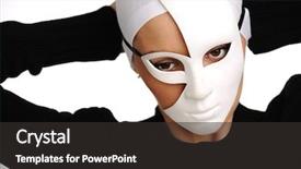  Presentation with swimming beautiful girl swims underwater - Colorful PPT theme enhanced with beautiful girl with white mask backdrop and a dark gray colored foreground