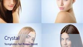  Presentation with faces - Cool new slides with beautiful girls faces closeup backdrop and a sky blue colored foreground