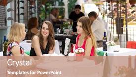  Presentation with summer drinking water - Beautiful PPT theme featuring beautiful girls girlfriend drinking tea backdrop and a coral colored foreground