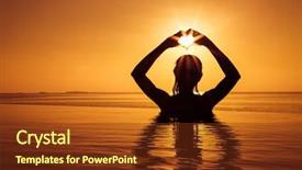  Presentation with hands heart - PPT theme featuring beautiful girls make a heart background and a tawny brown colored foreground