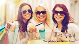  Presentation with plastic bag - Theme featuring beautiful girls with shopping bag background and a lemonade colored foreground