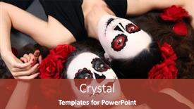  Presentation with sugar skull - Slide set featuring beautiful girls with sugar skull makeup background and a tawny brown colored foreground