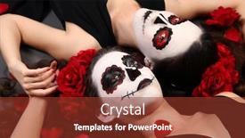  Presentation with sugar skull - Beautiful PPT layouts featuring beautiful girls with sugar skull makeup backdrop and a tawny brown colored foreground