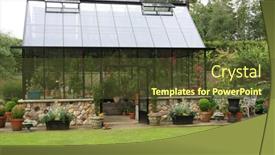  Presentation with green house - PPT theme consisting of beautiful-glass-green-house background and a tawny brown colored foreground