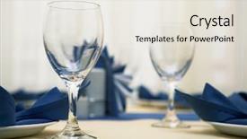  Presentation with napkins - Presentation theme enhanced with beautiful glasses and dark blue background and a  colored foreground