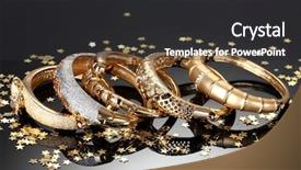  Presentation with beautiful golf courses - PPT theme having beautiful golden bracelets on grey background and a dark gray colored foreground