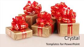  Presentation with gifts - Beautiful theme featuring beautiful golden gifts with red backdrop and a  colored foreground