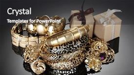  Presentation with jewelry - Amazing slide set having beautiful golden jewelry and gifts backdrop and a dark gray colored foreground