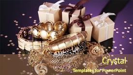  Presentation with beautiful golf courses - PPT theme consisting of beautiful golden jewelry and gifts background and a tawny brown colored foreground