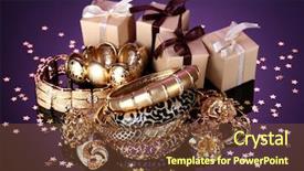  Presentation with gold and purple - Cool new presentation theme with beautiful golden jewelry and gifts backdrop and a tawny brown colored foreground
