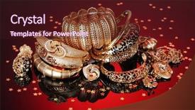 Presentation with red and gold - Amazing slide set having beautiful golden jewelry on red backdrop and a wine colored foreground