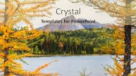  Presentation with fall season - Audience pleasing presentation design consisting of beautiful-golden-larches-in-mountains backdrop and a lemonade colored foreground