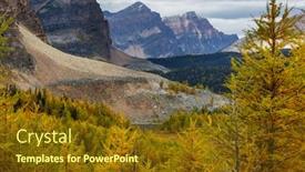  Presentation with fall season - Colorful presentation enhanced with beautiful-golden-larches-in-mountains backdrop and a tawny brown colored foreground